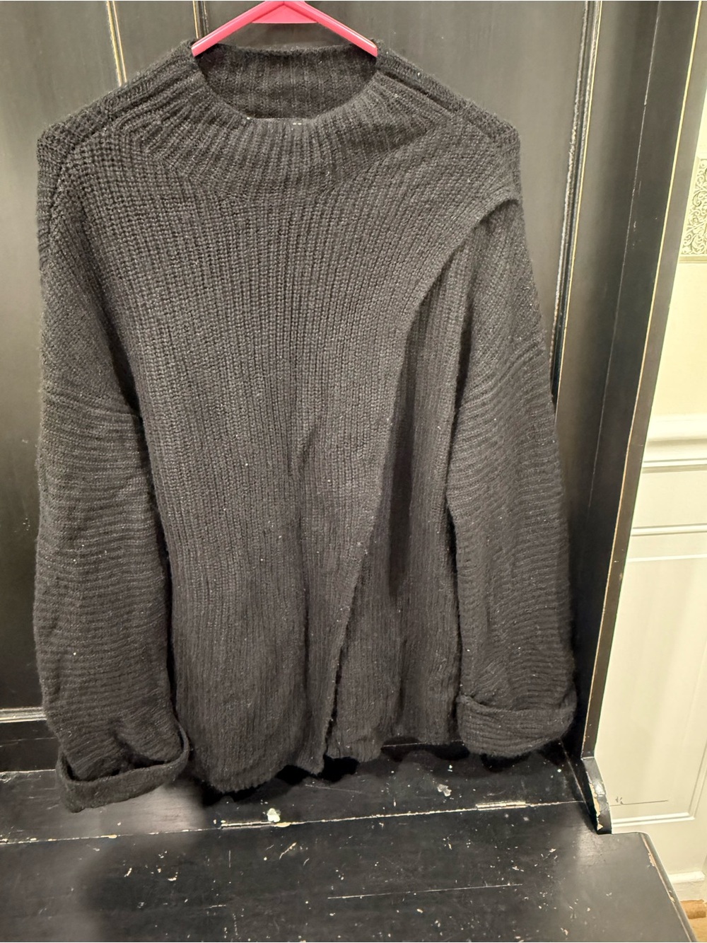 Athleta Black Wool Cashmere Open Front Sweater